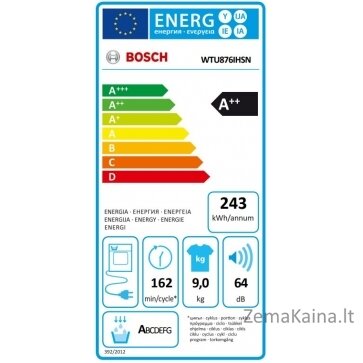 Džiovyklė Bosch WTU876IHSN 11