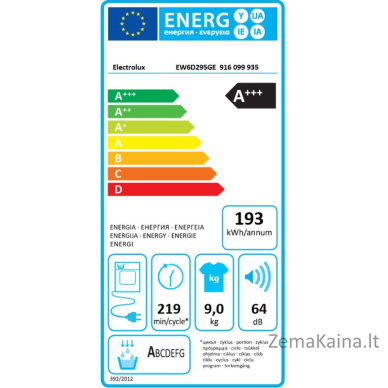 Džiovyklė Electrolux EW6D295GE 1