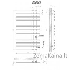 Elektrinis rankšluosčių džiovintuvas Kosser Brash 1000x600/12 ER, su laikmačiu, baltas (laidas dešinėje)