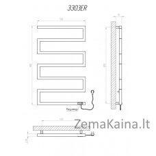 Elektrinis rankšluosčių džiovintuvas Kosser Zeta 900x550 ER, su laikmačiu, baltas (laidas dešinėje)