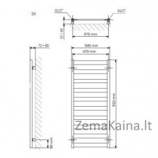 Elektrinis rankšluosčių džiovintuvas Terma Vivo 500 mm x 910 mm, baltas