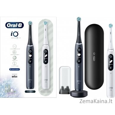 Elektrinis dantų šepetėlis Oral-B iO 7 Duo Pack White/ Black Onyx 6