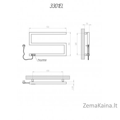 Elektrinis rankšluosčių džiovintuvas Kosser Zeta 350x550 EL, su laikmačiu, juodas (laidas kairėje) 1