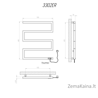 Elektrinis rankšluosčių džiovintuvas Kosser Zeta 685x550 ER, su laikmačiu, baltas (laidas dešinėje) 2