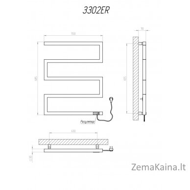 Elektrinis rankšluosčių džiovintuvas Kosser Zeta 685x550 ER, su laikmačiu, juodas (laidas dešinėje) 1