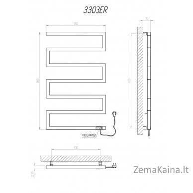 Elektrinis rankšluosčių džiovintuvas Kosser Zeta 900x550 ER, su laikmačiu, juodas (laidas dešinėje) 1