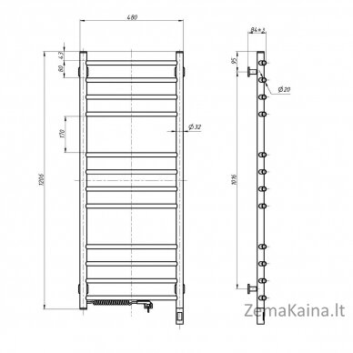 Elektrinis rankšluosčių džiovintuvas Navin Camelia 480x1200, chromas, 10-007133-4812, (laidas kairėje) 2