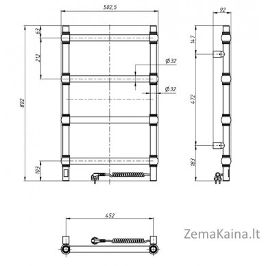 Elektrinis rankšluosčių džiovintuvas Navin Retro 500800 Sensor, 10-040033-5080 (laidas dešinėje) 4