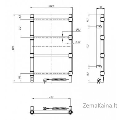 Elektrinis rankšluosčių džiovintuvas Navin Retro 500800 Sensor, 10-540033-5080 (laidas dešineje) 5