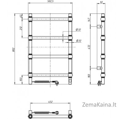 Elektrinis rankšluosčių džiovintuvas Navin Retro 500800 Sensor, 10-540133-5080 (laidas kairėje) 5