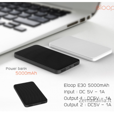 Eloop E30 Mobile Power Bank 5000mAh black 5