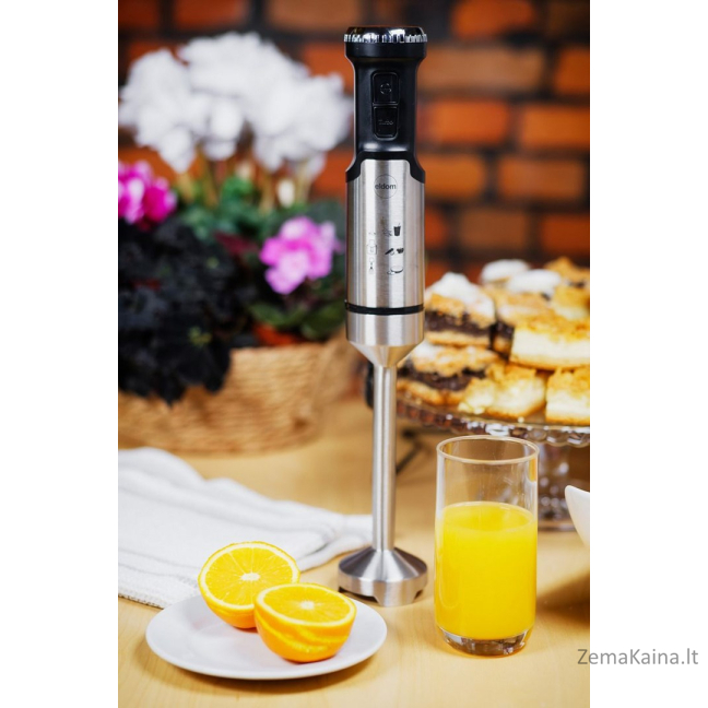 ELDOM MOX daugiafunkcis trintuvas, galia 1000 W, metalinis antgalis, talpa 1,25 l, putų plakimo antgalis 1