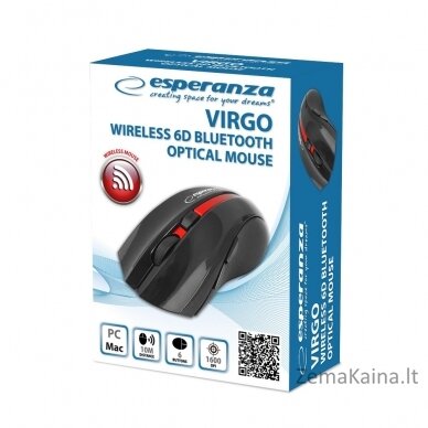 Esperanza EM129R belaidė "Bluetooth 6D" pelė, juoda 1