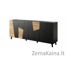 ETNA komoda 200x42x82 juoda matinė + ąžuolas craft