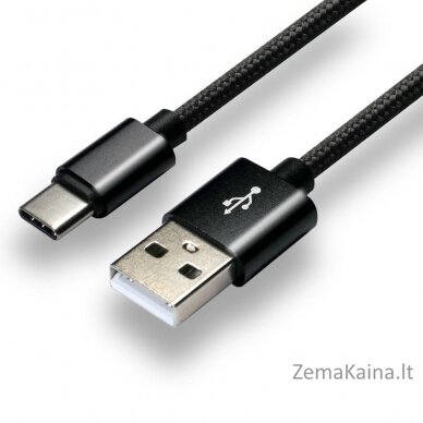 everActive 1 m ilgio USB-C kabelis - juodas, pintas, palaiko greitąjį įkrovimą, 3A - CBB-1CB 1