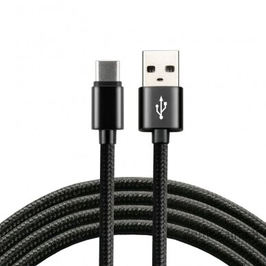 everActive 1 m ilgio USB-C kabelis - juodas, pintas, palaiko greitąjį įkrovimą, 3A - CBB-1CB 2