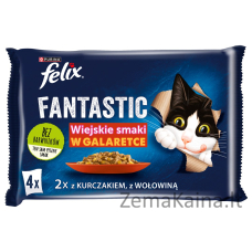 Felix Fantastic kaimiškų skonių želė, jautiena ir vištiena 340g (4x 85g)