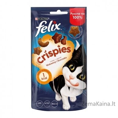 FELIX Crispies Beef, Chicken - sausas kačių ėdalas - 45 g