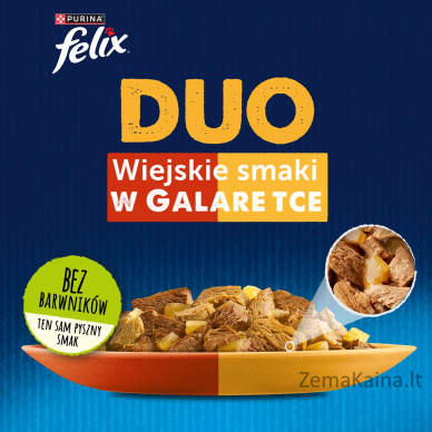 Felix Fantastic Duo mėsa - jautiena ir paukštiena, vištiena ir kinrožė, ėriena ir veršiena, kalakutiena ir kepenys - 4 x 85g 2