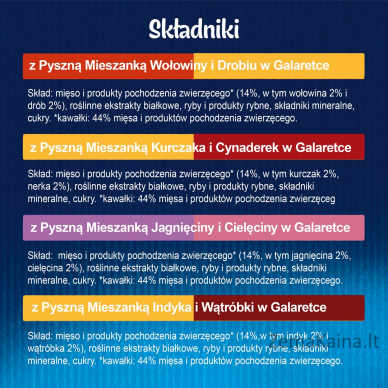 Felix Fantastic Duo mėsa - jautiena ir paukštiena, vištiena ir kinrožė, ėriena ir veršiena, kalakutiena ir kepenys - 4 x 85g 5