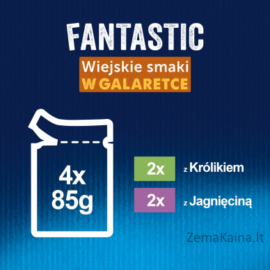 Felix Fantastic triušiena, ėriena - drėgnas kačių ėdalas 340g (4x 85g) 7