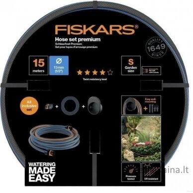 Fiskars FISKARS ŽARNŲ RINKINYS 1/2" 15m - Q4 + SIENINĖS KEIKLAS FS1027678