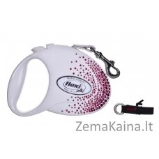 Flexi smycz automatyczna Glam Splash Pink M 5m, biała