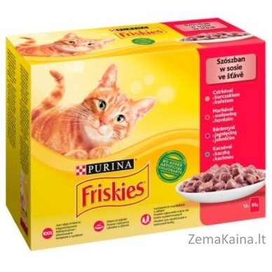 Friskies Mix mėsa - Šlapias kačių maistas - 12 x 85 g