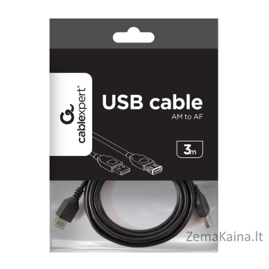 Gembird 3m USB 2.0 A M/FM USB kabelis USB A Juoda 2