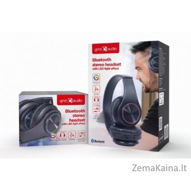 Gembird BHP-LED-01 Bluetooth stereo ausinės su LED šviesos efektu, juodos spalvos 6