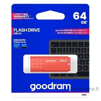 Goodram UME3-0640O0R11 USB atmintukas 64 GB USB A tipo 3.2 Gen 1 (3.1 Gen 1) Oranžinė 4