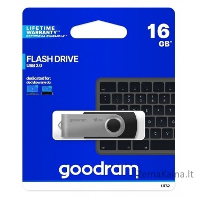 Goodram UTS2 USB atmintukas 16 GB USB A tipo 2.0 Juoda, Sidabras 4