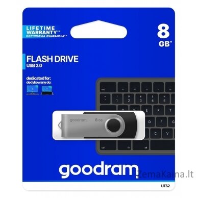 Goodram UTS2 USB atmintukas 8 GB USB A tipo 2.0 Juoda, Sidabras 4