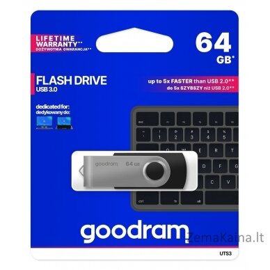 Goodram UTS3 USB atmintukas 64 GB USB A tipo 3.2 Gen 1 (3.1 Gen 1) Juoda 4