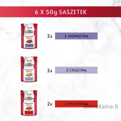 GOURMET Mon Petit Meat Mix - šlapias kačių maistas - 6 x 50 g 4