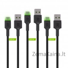 Green Cell KABGCSET02 USB kabelis 1,2 m USB A USB C Juoda