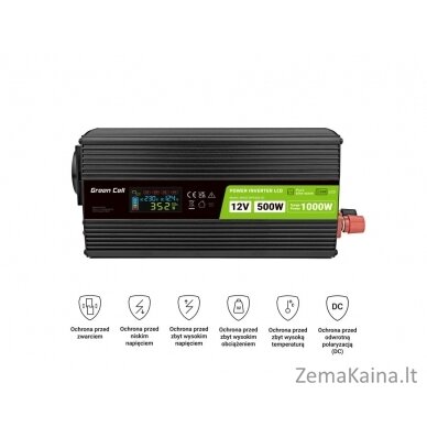 Green Cell PowerInverter LCD 12V 500W/10000W car inverter with display - pure sine wave 11