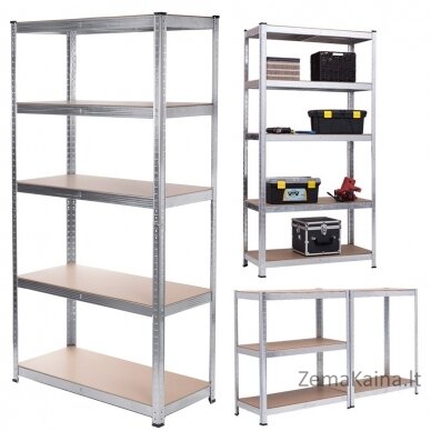 GreenBlue GB378 Metal Storage Rack Cabinet Shelves 175kg x5 180x90x40cm Galvanized Folding MDF 10