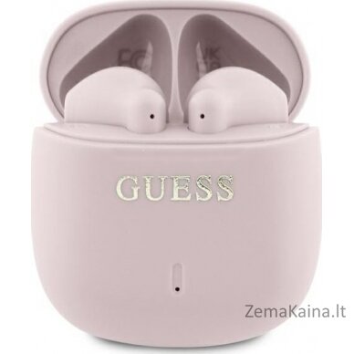 Guess Guess Bluetooth ausinės GUTWSJ14ESGP TWS + prijungimo stotelė rožinė/rožinė spausdintas klasikinis logotipas