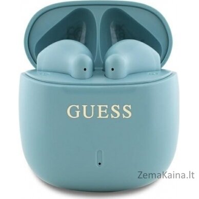 Guess Guess Bluetooth ausinės GUTWSJ14ESGQ TWS + prijungimo stotelė turkio/turkio spalvos spausdintas klasikinis logotipas