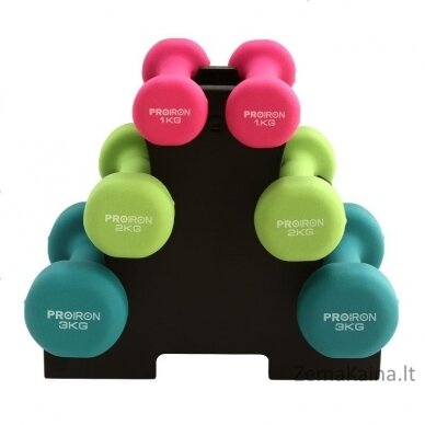 Hantelių rinkinys PROIRON PRKNDS12K Dumbbell Weight Set, 6 pcs (2 x 1 kg, 2 x 2 kg, 2 x 3 kg), 12 kg