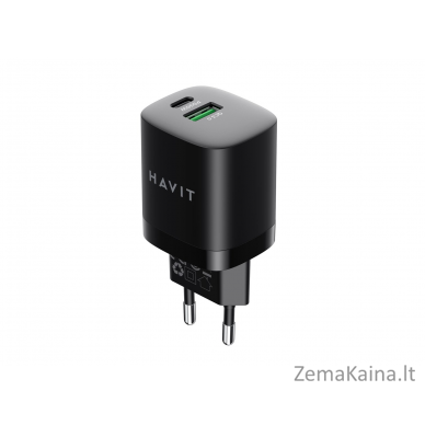 „Havit“ USB-A+USB-C įkroviklis UC30 EU (juodas) 1