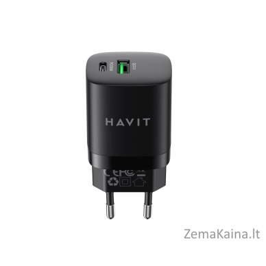 „Havit“ USB-A+USB-C įkroviklis UC30 EU (juodas) 3