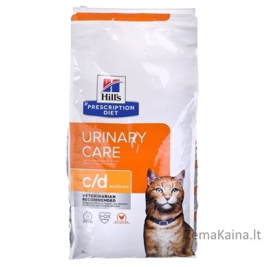 HILL'S PRESCRIPTION DIET Feline c/d Urinary Care Multicare Sausas kačių maistas Viščiukas 8 kg 1