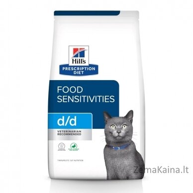 HILL'S PRESCRIPTION DIET Feline d/d Sausas kačių maistas Antis, Žirniai 1,5 kg