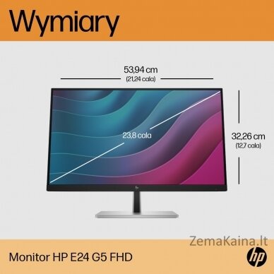 HP E-Series E24 G5 kompiuterio monitorius 60,5 cm (23.8") 1920 x 1080 pikseliai „Full HD“ LED Sidabras, Juoda 2