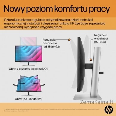 HP E-Series E24 G5 kompiuterio monitorius 60,5 cm (23.8") 1920 x 1080 pikseliai „Full HD“ LED Sidabras, Juoda 12