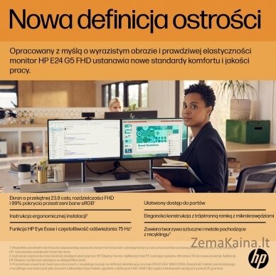 HP E-Series E24 G5 kompiuterio monitorius 60,5 cm (23.8") 1920 x 1080 pikseliai „Full HD“ LED Sidabras, Juoda