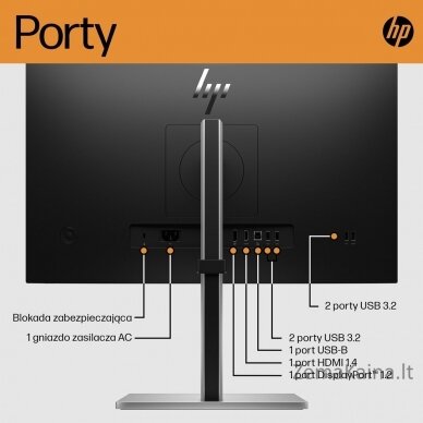 HP E-Series E24 G5 kompiuterio monitorius 60,5 cm (23.8") 1920 x 1080 pikseliai „Full HD“ LED Sidabras, Juoda 1