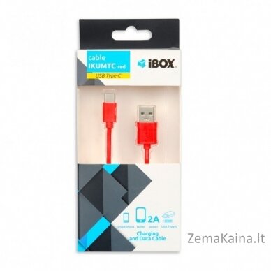 I-BOX USB 2.0 C TIPO KABELIS, 2A 1M RAUDONAS 2